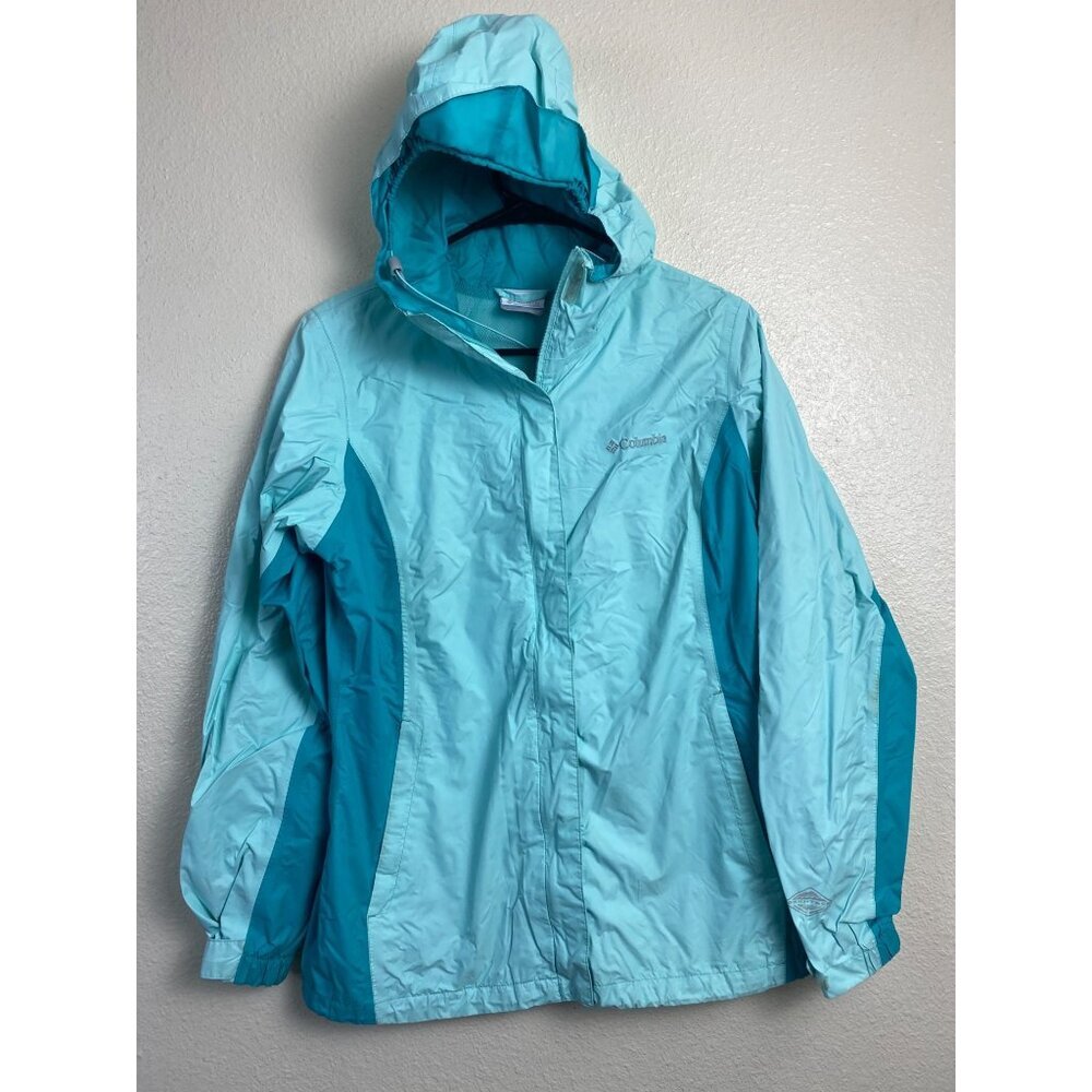 Columbia Omni Tech‎ Hooded Zip windbreaker Jacket Women Medium Hiking Nylon